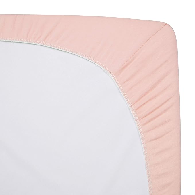 American Baby Company 100% Natural Cotton Fitted Pack and Play Sheet 39" x 27" - Soft & Breathable Pack N Play Sheet for Playpen, Playard & Mini Crib Mattress, Blush, for Boys & Girls