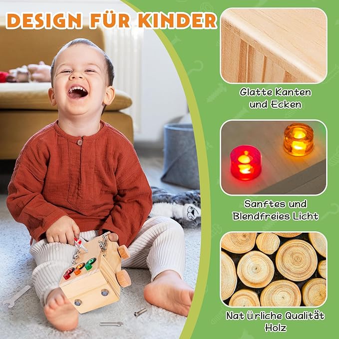 Montessori Schraubendreher Brett, Montessori Busy Board Spielzeug ab 2-6 Jahr, Montessori Activity Board Holzspielzeug Motorikspielzeug Lernspielzeug für Babys Kleinkinder Jungen Mädchen