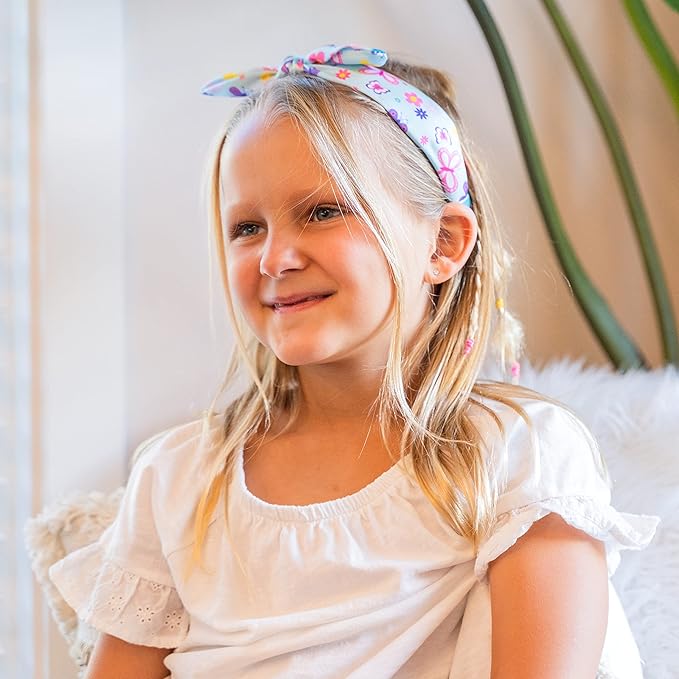 FROG SAC Rabbit Ear Headband for Girls, Knotted Toddler Bow Headbands for Kids, Cute Child Butterfly Knot Hair Bands for Toddlers, Hard Flower Head Band for Children, Daisy Girl Hair Accessories