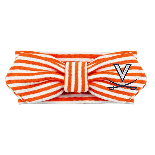 Creative Knitwear Virginia Cavaliers Infant Girls Orange/White Striped Hair Knot Headband Embroidered Logo - Size Newborn - 4T