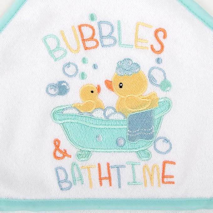 Baby Hooded Bath Towel and Washcloth Set for Babies 6-12 Months (Yellow Duck – Unisex)