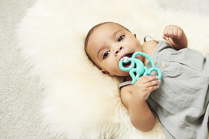 Matchstick Monkey Silicone Mini Teether & Gel Applicator – Silicone Baby Teether, Easy-to-Grip, BPA-Free, Supports Self-Soothing & Early Brushing, 3 Months+, 4 Inches, Green