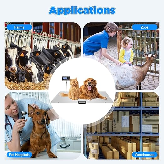 Pet Scale for Large Dog 1102lbs, PS-500 Electronic Stainless Steel Platform Heavy, Animal Scale Platform for Large Pets Postal Shipping Warehouse for Dog Pig Goat Sheep