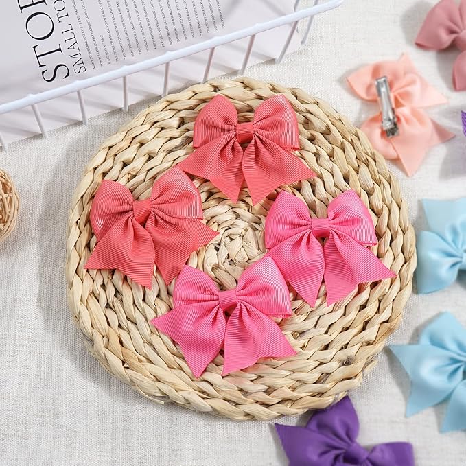 CÉLLOT 40pcs 2.75 inch Hair Bows for Girls Grosgrain Ribbon Toddler Hair Bows Alligator Clips for Baby Girls Kids Teens Back to School Hair Accessories in Pairs