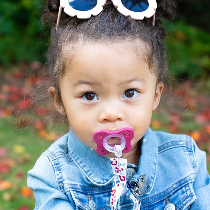 Chicco PhysioForma Dual Soft Orthodontic Pacifier for Babies 16-24 Months, 100% Soft Silicone, Supports Breathing, One-Piece Design, Included Sterilizing Case, BPA Free, 2-Pack, Mulberry