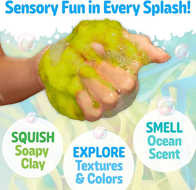 Creativity for Kids Soap Noodles Shark Bath Set | Mix, Swirl & Play with Green Soap Noodles & Nibbles The Shark Duck | Sensory Bath Toys & Fine Motor Skill Crafts (Ages 3+)