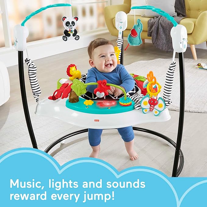 Fisher-Price Baby Bouncer Pink Petals Jumperoo Musical Activity Center with Lights Sounds & Developmental Toys