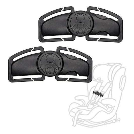 Anti Escape Car Seat Buckle Guard & Chest Harness Clip Lock - Child Safety Buckle Lock for Kids, Toddler, Stroller and Car Seat Belt (Style A, Black 2 Pack)
