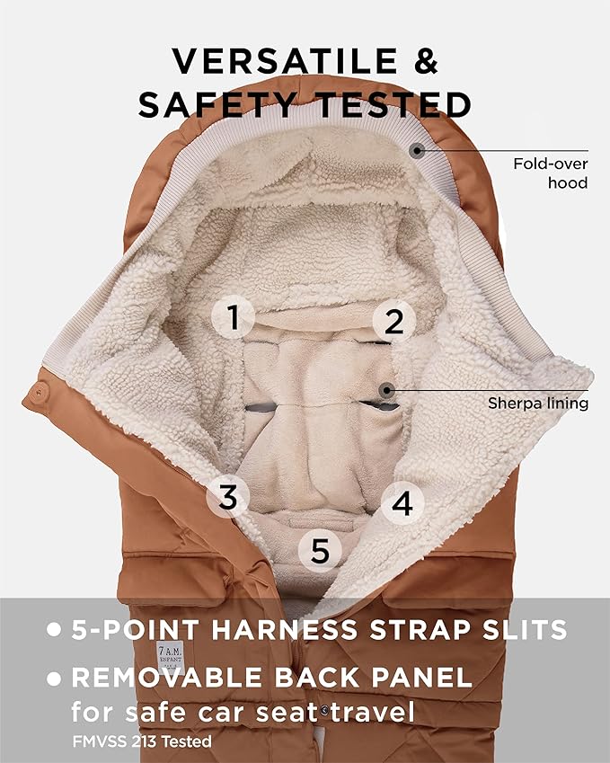 7AM Enfant Stroller Blanket 212 - Adjustable Baby Car Seat Zipped Blanket for Babies Winter, Unisex Multi Purpose Fleece Lined Warm Hooded Toddler Footmuff Water Repellent | (6M - 4T)