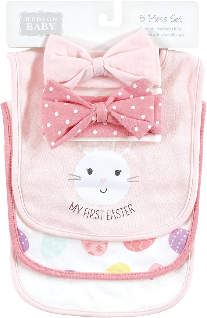 Hudson Baby Unisex Baby Cotton Bib and Headband Set