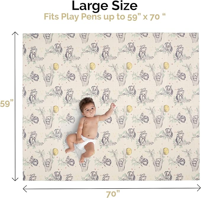 JumpOff Jo Foldable Foam Play Mat – Large Waterproof Baby & Toddler Activity Floor Mat, Double-Sided 70 x 59 Inch Play Surface