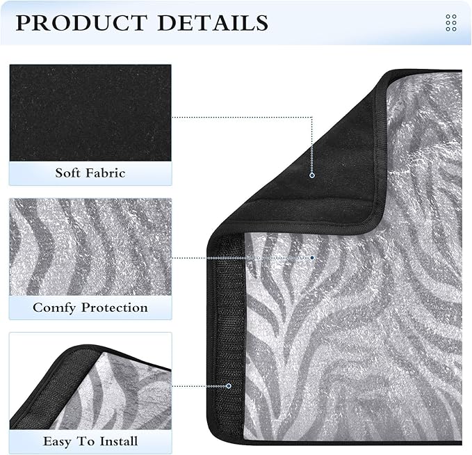 2 Pack Seatbelt Covers Seat Belt Cover Pad for Adults Boys Girls Car Seat Strap Covers Pads Cushion Universal Shoulder Strap Pad Protector for Backpack Camera Bag 6.5 Inch Light Silvery Zebra Print
