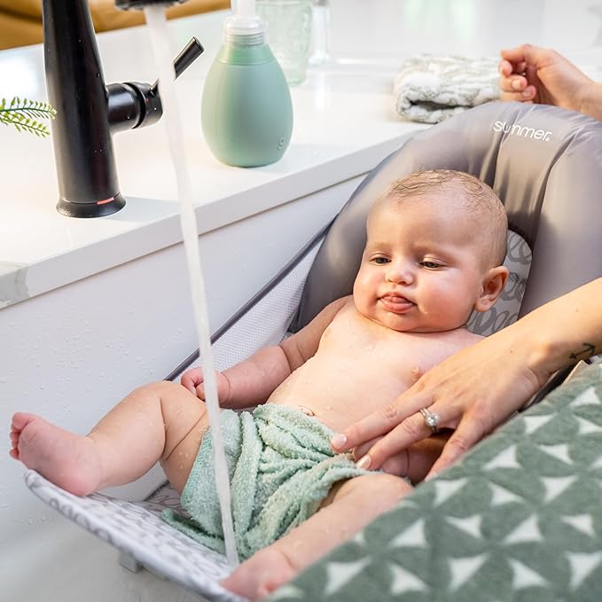 Ingenuity Foldaway 2-Position Baby Bath Seat,Adjustable Support for Sink or Bathtub,Ages 0-6 Months up to 20 Pounds,Machine-Washable Sling,(Pack of 3)