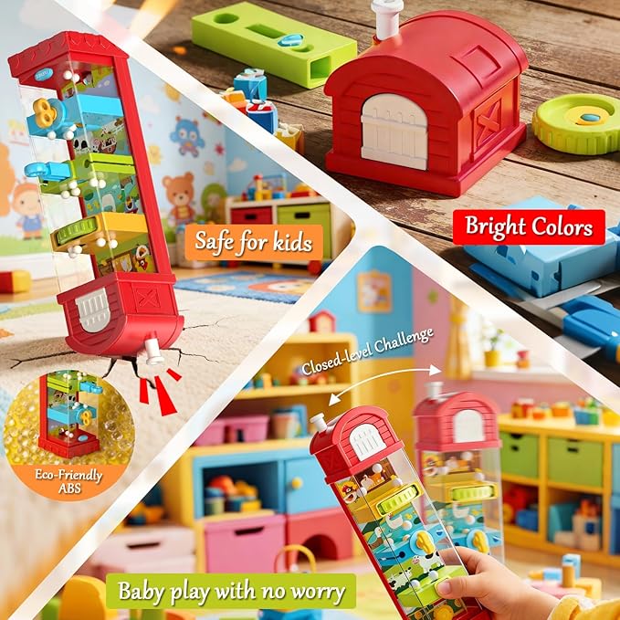 Baby Montessori Toys for 3 4 5 6 7 Year Old, Toddler Farm Egg Ball Drop Toy, Cause & Effect Educational Busy Board, Outside Sensory Toy for Kids 3-5, Xmas Birthday Gift for Baby Boy Girl
