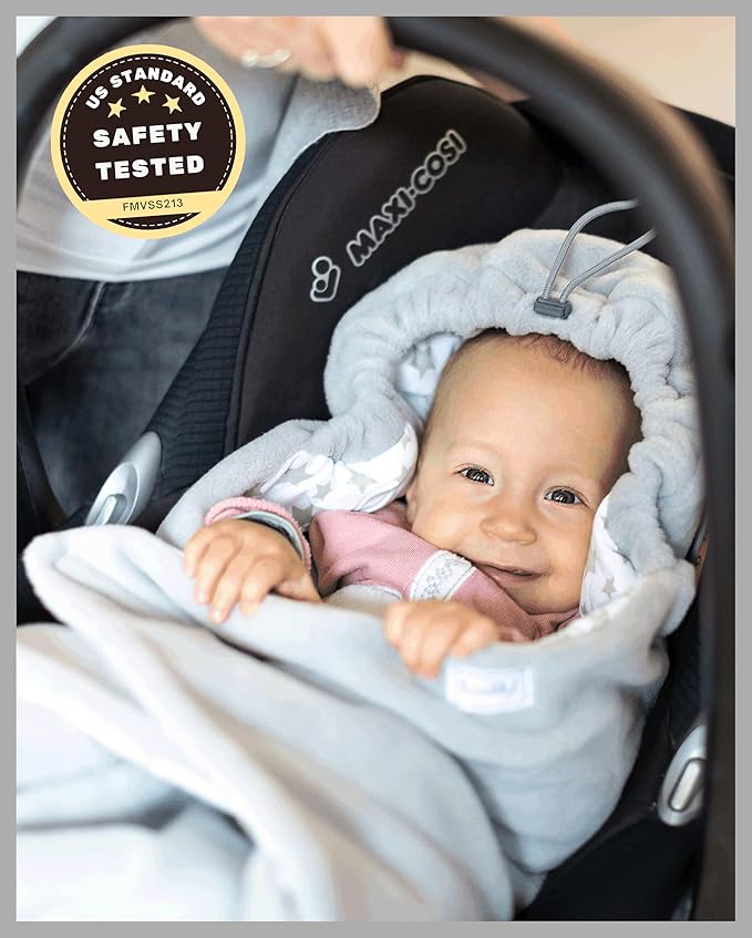 Car Seat Cover - Baby Girl Blanket for Winter - Essential Carseat Accessory