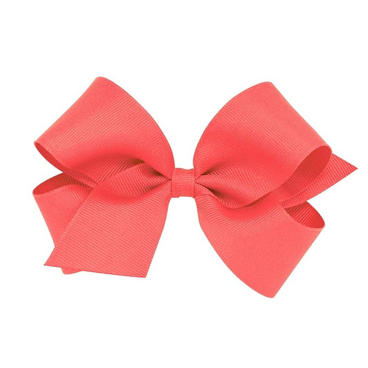 Wee Ones Girls' Classic Grosgrain Hair Bows with Plain Wrap Center, No-Slip Hair Clip, Handmade, Watermelon, Medium