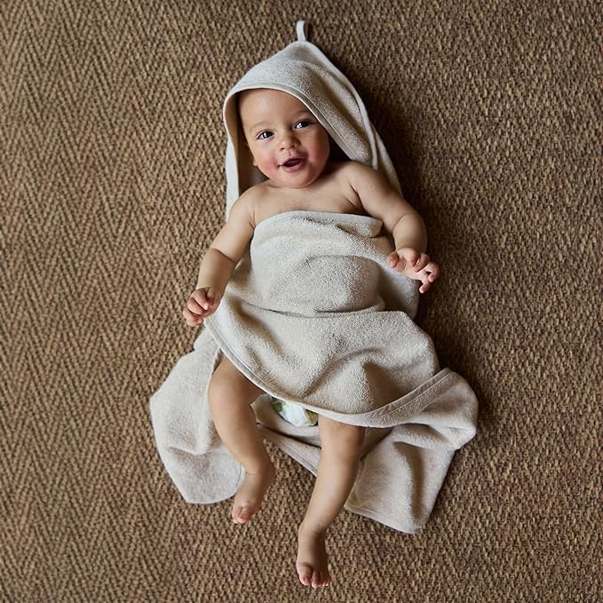 Hooded Baby Towels - 100% Organic Cotton Baby Bath Towels – Baby Towels, Baby Bath Towels for Baby Boy, Baby Girl, 32" x 32" Super-Soft and Absorbent Baby Towels for Newborn (Fog)