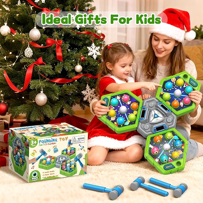 Whack Game Mole for Kids, Toys for 3 4 5 6 7+ Year Old Boys,Pounding Toddler Toys for Age 3-6, Interactive Educational Toys with 3 Modes, Birthday Gifts for Boy Ages 3 4 5 6 7 8 Years Old,1-3 Player