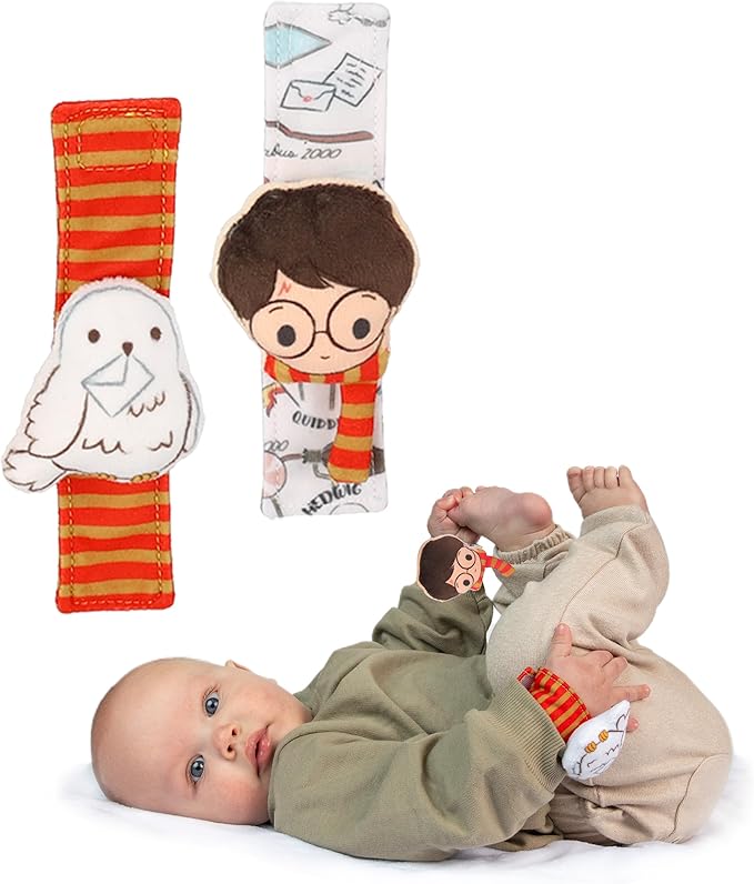 Kids Preferred Harry Potter Hedwig Baby Infant Wrist Rattles with Hedwig Plush Rattle - Soft Baby Wrist Rattles Encourage Leaning Development Newborn to 12 Months Boys and Girls