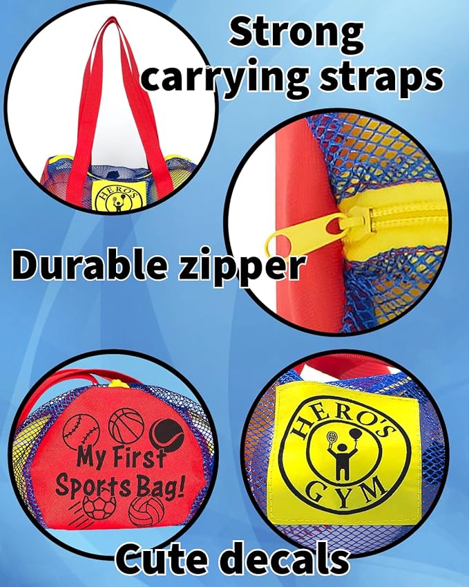 My First Sports Bag! 6-Pack of 3.5 inch Foam Balls with Gym Bag, Kids and Toddlers 3+, Toddler Sports Balls