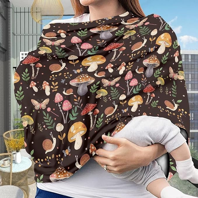 ZFRXIGN Mushroom Car Seat Covers Canopy for Babies Nursing Cover Scarf Shopping Cart Cover Light Blanket Stroller Cover Girls Gifts Snail Animal Baby Car Seat Cover