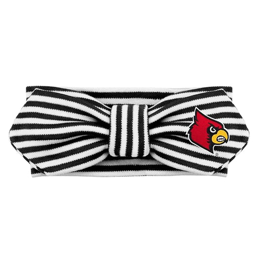 Creative Knitwear Louisville Cardinals Infant Girls Black/White Striped Hair Knot Headband Embroidered Logo - Size Newborn - 4T