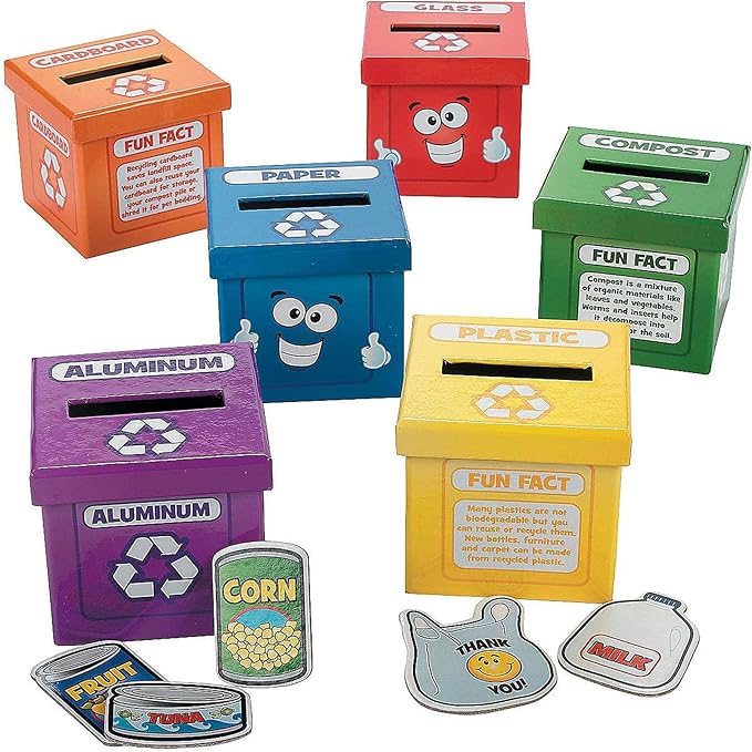 Fun Express Sorting Toys for Toddlers 1-3 - Color Sorting Educational Recycling Game with 54 Pieces | STEM Learning Activities for Preschool Science & Earth Day Projects | Eco-Friendly Teaching Kit