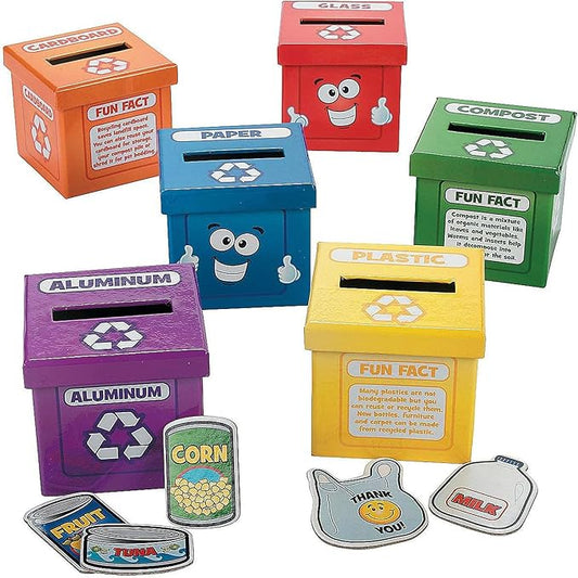 Fun Express Sorting Toys for Toddlers 1-3 - Color Sorting Educational Recycling Game with 54 Pieces | STEM Learning Activities for Preschool Science & Earth Day Projects | Eco-Friendly Teaching Kit