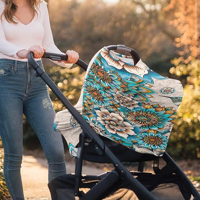 AFPANQZ Boho Floral Nursing Cover Breastfeeding Scarf Baby Dragonfly Car Seat Covers Infant Stroller Cover Canopy for Girls Boys Baby Baby Car Seat Canopy Breathable Nursing Cover