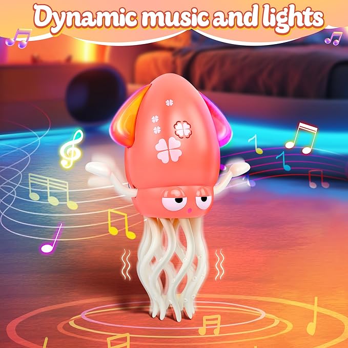 Sachie Dancing Octopus Baby Toy – Electric Crawling Octopus with Music & Lights, Rechargeable Sensory Toy for Infants & Toddlers, Fun Learning Gift for Boys & Girls(Pink)