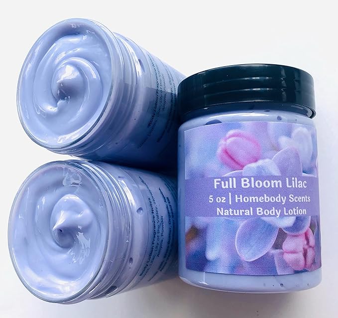 Full Bloom Lilac Body Lotion, Lilac Body Cream, Allergen, Gluten, Sulfate, Phthalate and Cruelty Free, 100% Vegan, Floral Scent, Body Lotion by Homebody Scents (Full Bloom Lilac, 8 oz)