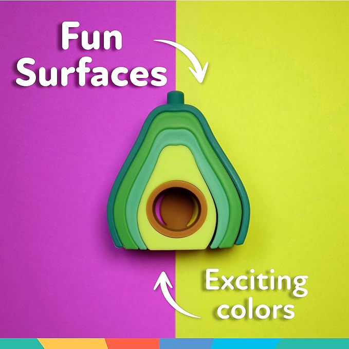 Nuby Soft Silicone Stackable Avocado Interactive Toy - 5-Piece Toddler Stacking Toy for Early Development - 12+ Months