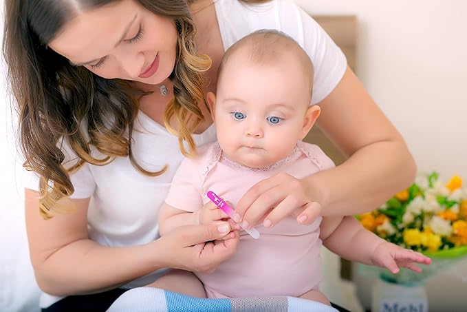 Baby Nail File by baby blue giraffe (Blue & Pink) The Original Glass Baby Nail File- 100% Made in Europe (2 Blue and 2 Pink Combo)