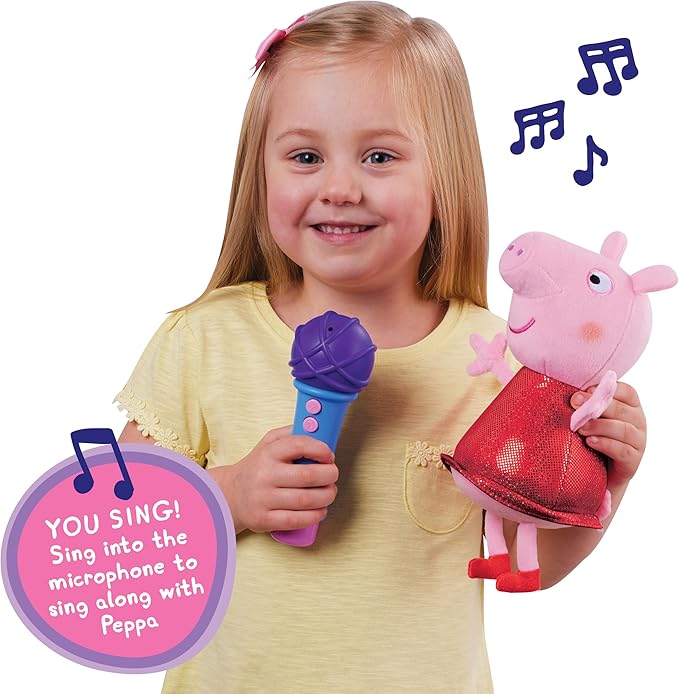 Peppa Pig, Sing With Me Peppa, Interactive Plush, Musical Plush Toy with Microphone, Toys, Preschool Gift