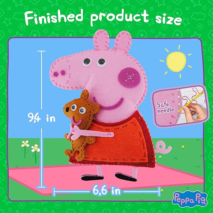 LUPPA My First Sewing Kit for Kids – Peppa Pig Beginner Kids Easy DIY Projects Peppa Pig & Peppa's Bear, Complete Arts & Crafts Set with Instructions & Felt – Girls, Boys Learning to Sew & Embroider