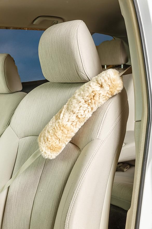 Engel Worldwide Twin Pack! Soft, Comfortable Universal Fitting Genuine Merino Sheepskin Seat Belt Shoulder Cover Pads for Adults, Children, Youth. Multiple Colors Available (Camel)