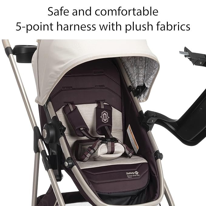 Safety 1st Deluxe Grow and Go Flex 8-in-1 Travel System, Weight Capacity from 4-35 lbs, Dunes Edge & onBoard 35 LT Adjustable Infant Car Seat Base