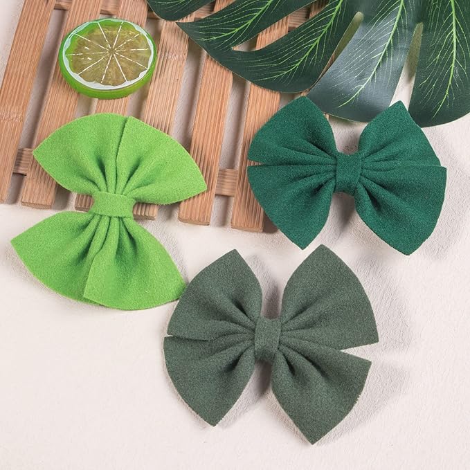 XIMA 30PCS Girls Hair Bows Clips Felt Woolen Hair Accessories Handmade Cotton Hair Bow for Toddler Girls Infants Kids and Teens 30Colors