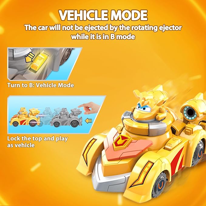 Super Wings Golden Boy Spinning Battling Tops & Cars Toys, Yellow Car Toys for Kids Age 3+, Little People Race Toy Cars for Boys and Girls, Best Gifts for Kids Boys Girls