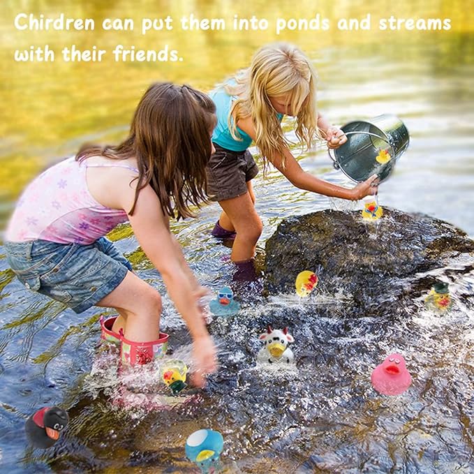 WQTHE 120 Pack Rubber Duck for Jeeps Ducking - 2.3 Inch Bulk Floater Duck for Kids - Baby Bath Toy Assortment - Party Favors, Birthdays, Bath Time, and More (50 Varieties)