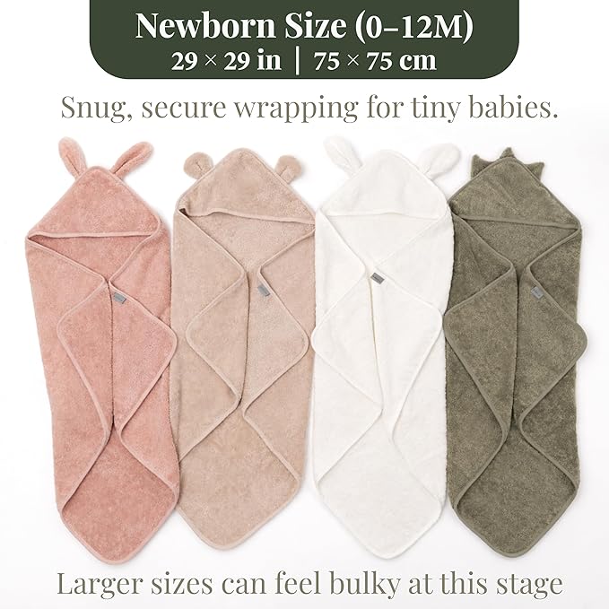 Organic Hooded Towels - Certified Organic Cotton, Long Stable Luxurious Turkish Organic Cotton, Plush Towels for Newborn (Baby Dino, 30×30” — Petite Newborn Fit (0–12 Months))
