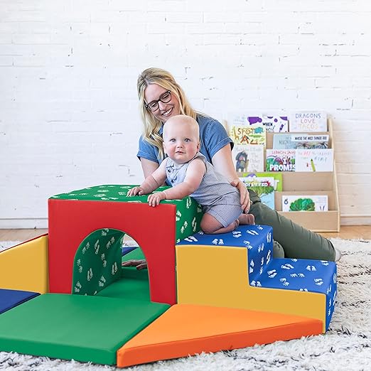 ECR4Kids SoftZone Lincoln Tunnel Climber, Toddler Playset, Assorted, 9-Piece