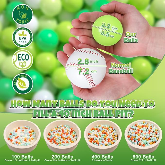 GOGOSO Ball Pit Balls for Toddlers Dogs Baby Boys Girls 2.2Inch Plasticball Toys for Kid Play Tent Birthday Slides Party Decor 50 100 170 200 500 1000