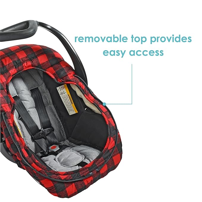JJ Cole Winter Baby Car Seat Cover - Winter Car Seat Cover for Baby Seat or Stroller - Infant Car Seat Covers with Warm Lining - Buffalo Check