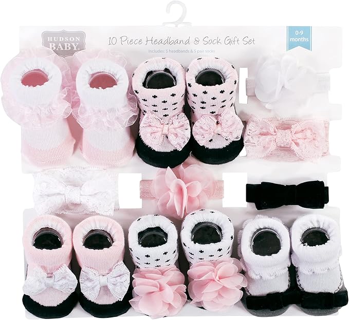 Hudson Baby Girl's Headband and Socks Giftset
