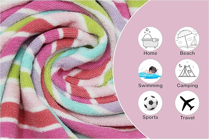 ORIGINAL KIDS Hand Towels - Set of 6 Yarn Dyed Terry 100% Cotton Hand Towels - Super Soft Quick Dry Easy Care Absorbent Towels for Bathroom Kitchen Toddlers Children - 16 x 27 - Pink Multi