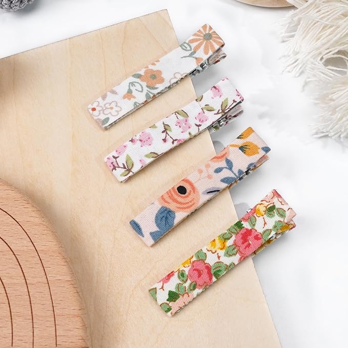 Hair Clips for Girls Women Toddler Baby,Assorted 20Pcs Flower Fabric Fully Lined Small Alligator Clips Hair Accessories for Teens Child Kids Gifts