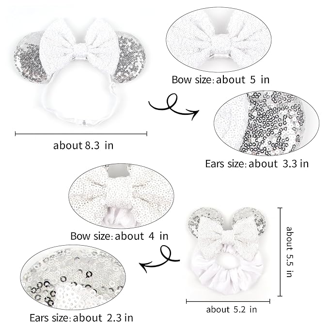 bianbaistar Newborn Bows for Girls Toddler Hair Bows Elastic Adjustable Headband Mouse Ears Scrunchies Essencial Accessories for Trip Headwear for Women (Angelbow)