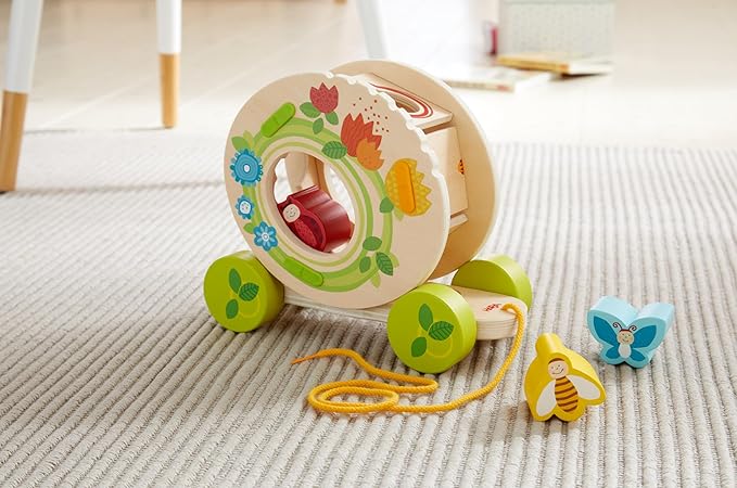HABA Flower Meadow Pull Wooden Toy Pull Along Toy for Children from 1 Year