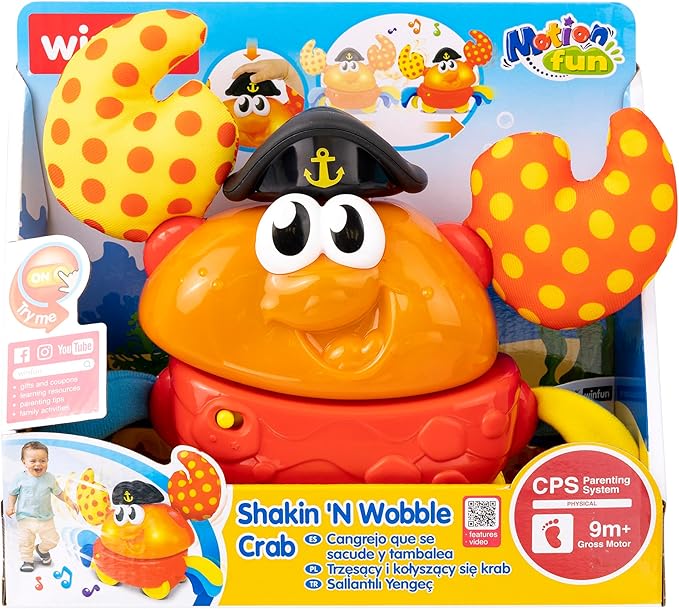 Winfun: Shakin 'N Wobble Crab - Lights & Sounds Motion Toy, Button Activated Sideways Crab Walk, Flashing Lights, Sensory Toy, Baby Toddler Ages 9mo+